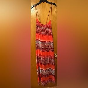Multi color pattern strappy maxi dress